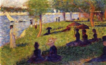 La Grande Jatte, Woman Fishing and Seated Figures